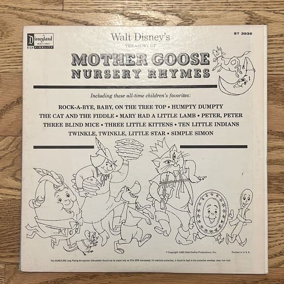 WALT DISNEY’ S TREASURY OF MOTHER GOOSE‎ NURSERY RHYMES. RECORD - Picture 2 of 8